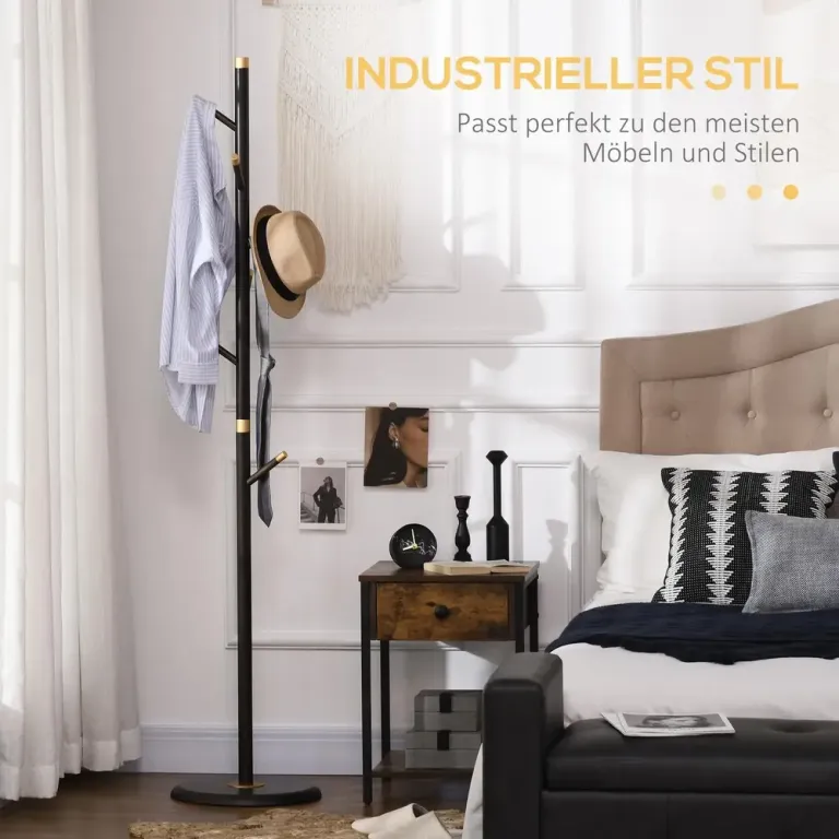 Klädhängare i Valnötsträ med 6 Krokar för Hall