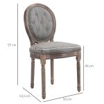 Matsalsstolar 2-Pack Stoppade Stolar med Andningsbart Linneöverdrag Retrostil Gummiträ för Vardagsrum Grå 50 X 54,5 X 97 Cm