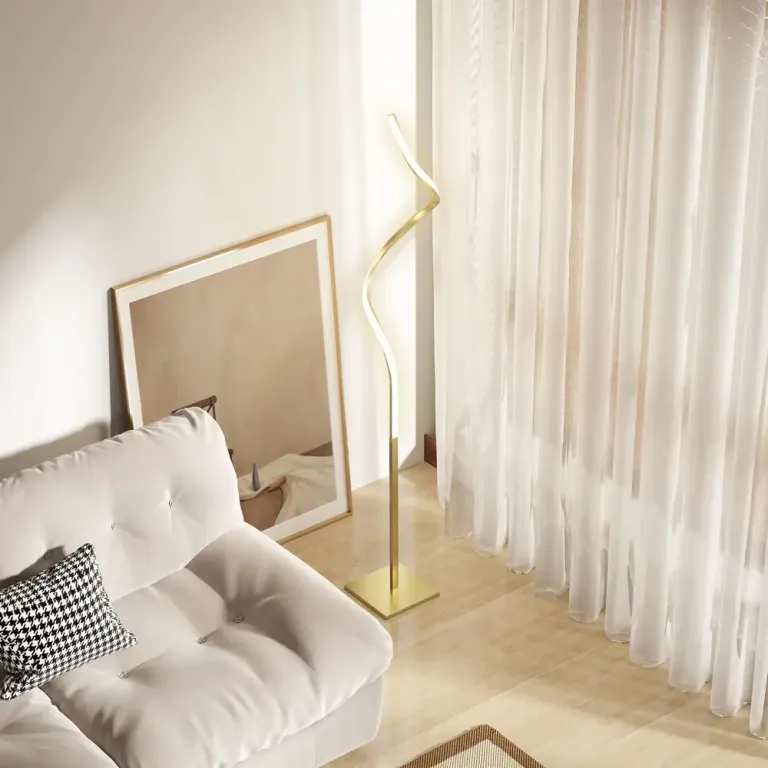 Golvlampa LED Lampa i Spiraldesign Guld av Metall 146 cm