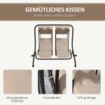 Hammock Trädgårdsgunga 2-Sits med Soltak Beige av Tyg och Metall för Trädgård och Terrass Gunga med Mugghållare 220 kg 170 x 136 x 170 cm