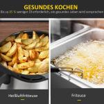 Varmluftsfritös med 8 Program, Stor Airfryer för Hälsosam Matlagning, LED-Display och Non-Stick Korg, Svart, 36,5 x 29 x 33,8 cm, 6,5 l