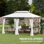 Paviljong med Dubbeltak och 6 Sidoväggar för Trädgård och Terrass Hållbar och Vattenavvisande Krämfärgad Polyester 4 x 3 m