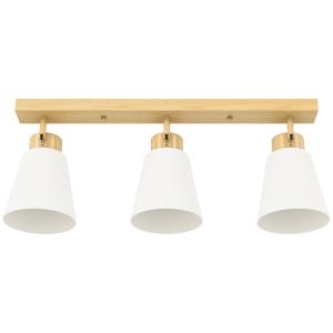 Taklampa Spotlight 3 Lampor Naturfärgad Trä och Metall för Vardagsrum Justerbara Huvuden 90 grader E27 Sockel Modern Design 40W