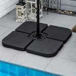 Fyllbar Parasollfot 4-Pack, Stabiliserande Vikter för Kryssfot, Fylls med Vatten eller Sand, Svart, 60 l/78 kg