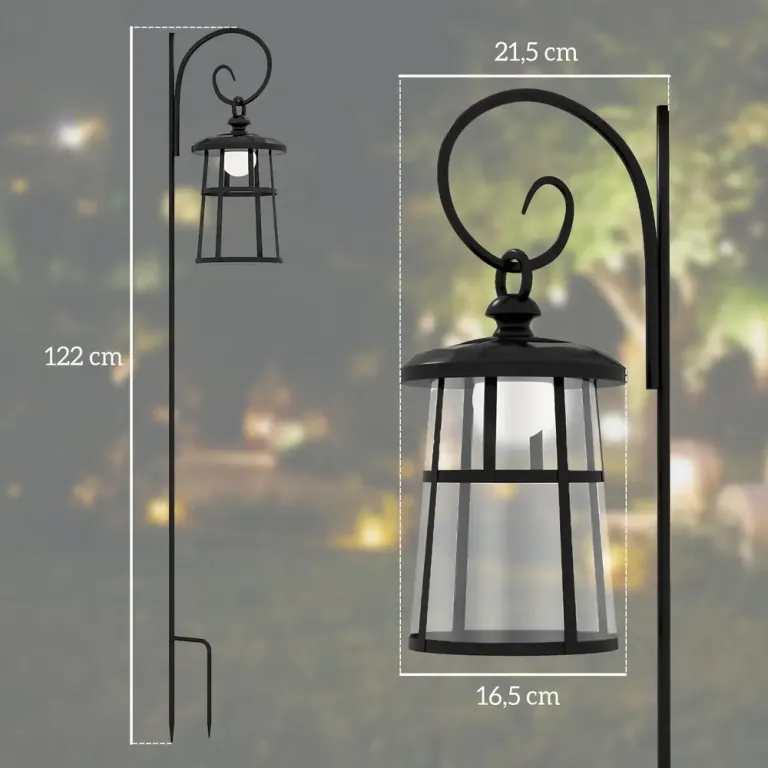 Trädgårdslykta Gatulykta Svart av Plast Solar LED 122 Cm