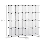 Hopfällbart Kubhyllsystem 16 Fack, Rymligt Förvaringsskåp i Plast, Praktisk Bokhylla för Barnrum, Vit, 125 x 32 x 125 cm