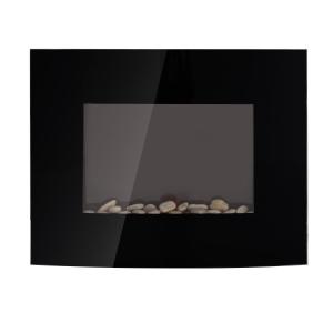 Elspis Kamin Elektrisk Svart Rostfritt Stål och Glas 2 Effektnivåer 900/1800 W med LED Eldeffekt 65 X 11,4 X 52 Cm