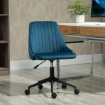 Ergonomisk Kontorsstol i Blått Tyg, Justerbar Snurrstol för Vardagsrum och Kontor, Bekväm Arbetsstol i Modern Design, Blå