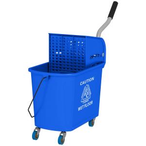 Städvagn Tvätthink med Spinner Blå av Plast för Hushåll och Städning Vagn med Avskiljare för Rent Smutsigt Vatten 20 l 60 x 27 x 70,5 cm