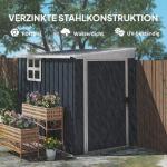 Verktygsbod Redskapsbod med Takfönster Mörkgrå av Metall för Bakgård och Uteplats Väderbeständigt Skjul med Låsbar Dörr 2,7 m² 128 x 193 x 181 cm