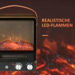 Elektrisk Kamin med LED-Eld, Fristående Värmare med Två Effektlägen, Tystgående och Säkert Överhettningsskydd, Svart, 750/1500 W