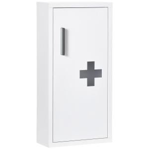 Medicinskåp Första Hjälpen-Skåp Vit av Metall och Glas för Medicin Väggskåp med 3 Inre Fack och Magnetisk Stängning 40 x 15 x 53,5 cm