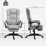 Kontorsstol Chefsstol Ergonomisk med Massage och Liggfunktion Ljusgrå av Konstläder för Kontor Höj- och Sänkbar Stol med Fotstöd