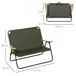 Hopfällbar 2-sits Campingstol med Armstöd och Mugghållare, upp till 160 kg, för Trädgård, Camping och Strand