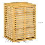 Bambu Tvättkorg med Lock och Tvättpåse, 63 L, Naturträ, 44 x 37 x 62,5 cm