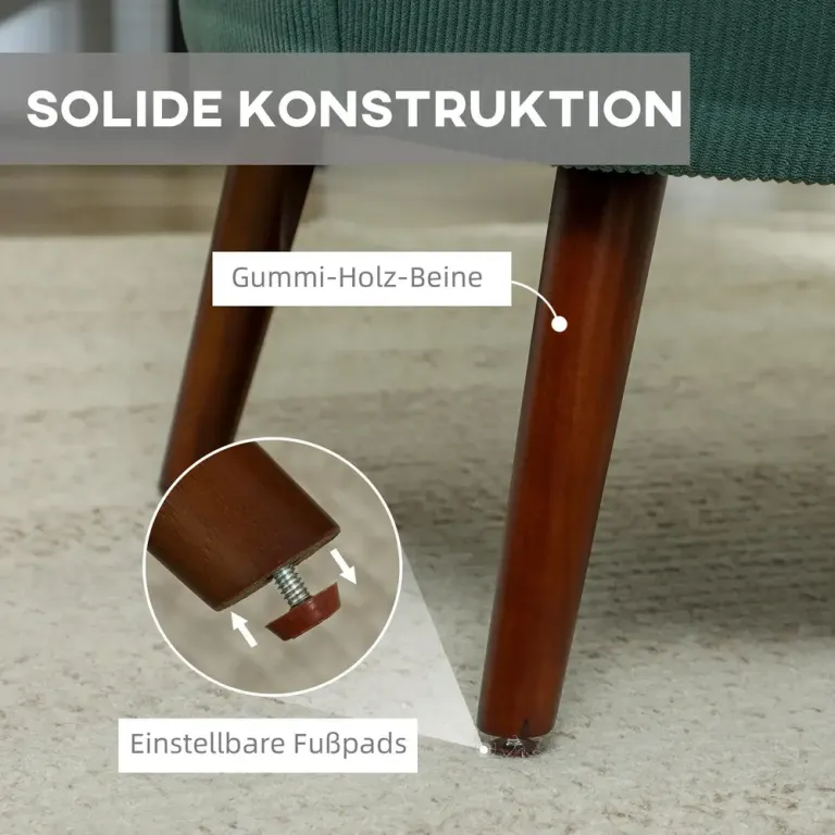 Fåtölj Enkelfåtölj med Rundade Armstöd Mörkgrön
