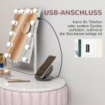 LED-sminkspegel med 3 Ljuslägen, Dimbar, Pekkontroll och USB, Vit, 37 x 46 cm