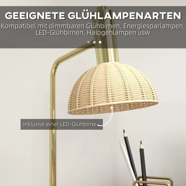 LED-Lampa Bordslampa Vit av Plast och Metall för Skrivbord