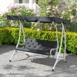Dyna till Trädgårdsbänk, Bekväm Sittdyna för 3-Sits Bänk, Mjuk Stoppning för Hammock och Utemöbler, Mörkgrå, 150 x 98 x 8 cm