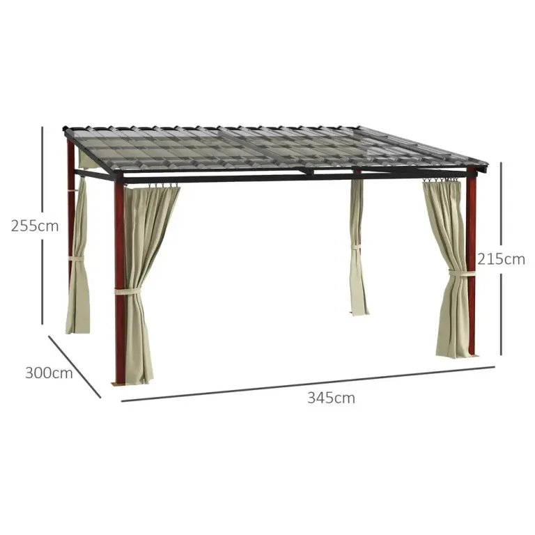Pergola Paviljong Beige av Metall och Tyg 3,5 x 3 m