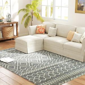 Indoor/Outdoor Matta med Boho Design, Easy Clean, Grå