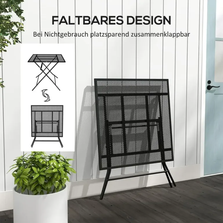 Trädgårdsbord Balkongbord Svart av Stål 80 x 80 x 74 Cm