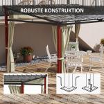 Pergola Paviljong Beige av Metall och Tyg för Trädgård och Terrass Vindtätt med Sidoväggar och Infällbart Tak 3,5 x 3 m