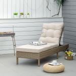 Justerbar Solsäng i Konstrotting, Bekväm Solstol med Dyna, Väderbeständig Design för Trädgård och Pool, Natur/Khaki, 200 x 66 x 92 cm