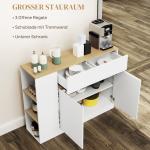 Skänk med 3 Förvaringsfack och Låda, Vit/Trä, 105x30x81,5 cm