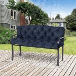 Bänkdyna Sittdyna med Knytband Mörkblå av Tyg för Trädgårdsmöbler och Gunga Bekväm Dyna för 3-Sits Bänk 150 x 98 x 8 cm