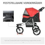 Hundvagn Kattvagn Husdjursvagn Hopfällbar 3 Hjul för Hundar och Katter Oxford Röd Svart 109,5 X 54,5 X 106,5 Cm