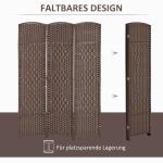 3-panels Rumsavdelare med Vikbar Skiljevägg och Vävmönster i Furu, Brun
