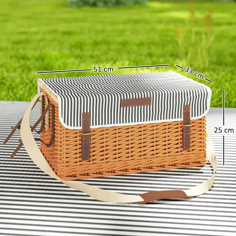 Picknickfodral i Pilträ för 4 Personer med Picknickfilt