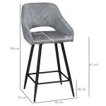 Barstolar i Konstläder 2-Pack, Moderna Köksstolar med Fotstöd och Rygg, Bekväm Sittplats för Bar och Kök, Grå, 50 x 53 x 94 cm
