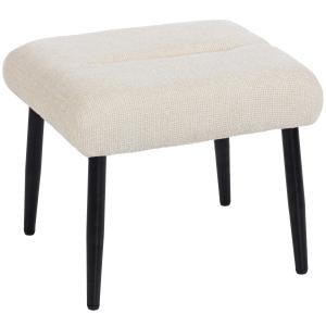 Fotpall Chenille Gräddvit Tyg och Stål för Vardagsrum Sittpuff med Mjuk Dyna och Metallben Modern Design 45x41x38 cm