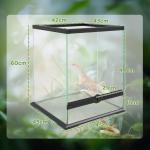 Terrarium Reptilbox Svart av Metall och Glas för Reptiler 120 l Box med Ventilationsöppning och Lås 45 x 45 x 60 cm