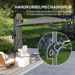 Aluminium Fribärande Parasoll LED Solar, Höjdjusterbart med UV50+, Mörkgrå, Ø300 cm