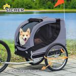 Hundkärra Prisvärd Grå Svart Stål Polyester för Cykel Hopfällbar med Koppling och Reflexer Upp till 20 kg för Djur 130 x 73 x 90 cm