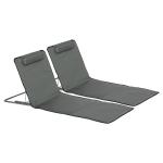 Strandmatta Strandstolar Set med 2 Beige av Oxford Tyg för Strand och Camping Justerbart Ryggstöd med Väska 124 x 53 x 45 cm