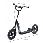 Sparkcykel med 12 Tums Hjul, Robust Skoter med Handbroms och Stöd, Säker Utelek för Barn, Svart