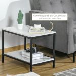 Soffbord Sidobord Marmorlook av Stål och MDF för Vardagsrum Set med 2 Bord i Modern Design