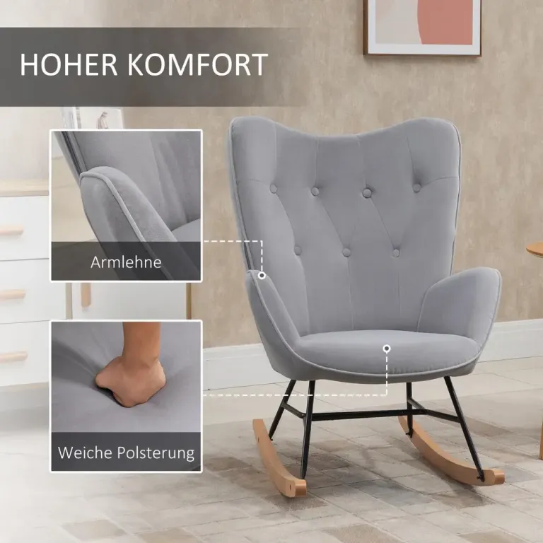 Gungstol Amningsstol Ergonomisk Fåtölj Ljusgrå