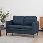 Soffa Loveseat Mörkblå av Tyg med Linnelook och Stål för Vardagsrum 2-Sits Stoppad Soffa 135 x 67 x 78 cm