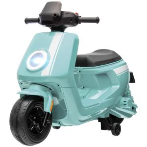 Elmotorcykel Barnmotorcykel Grön av Plast och Metall för Barn 1,5-3 År 6V Fordon med Träningshjul 1,5-3 km/h