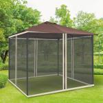 Myggnät för Paviljong 3x3 m, 4-Pack Sidoväggar i Nät med Dragkedja, Skyddar mot Insekter i Partytältet, Svart