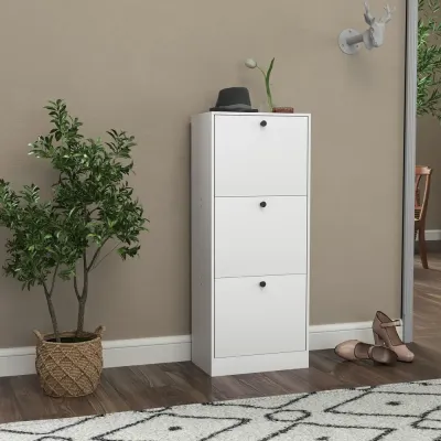 Skoskåp Skotippare 3 Klaffar Vit 47 x 28 x 115 cm