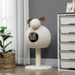 Klösträd i Get-Design, Rolig Klösmöbel med Koja och Sisal, Unik Lekplats för Kattungar, Krämvit, 80 cm
