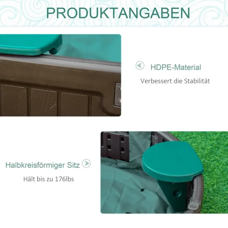 Sandlåda Leklåda Mörkgrön av HDPE 183 x 105 x 22,5 cm