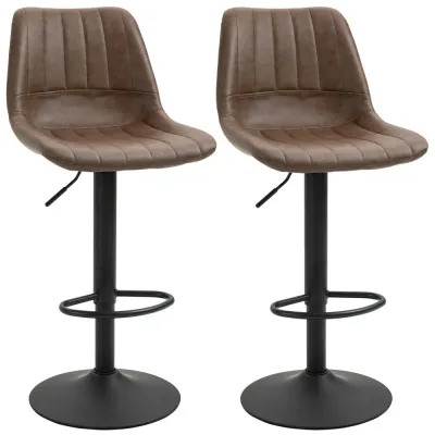 Barstolar i Retrodesign med Fotstöd och Snurr, Set om 2
