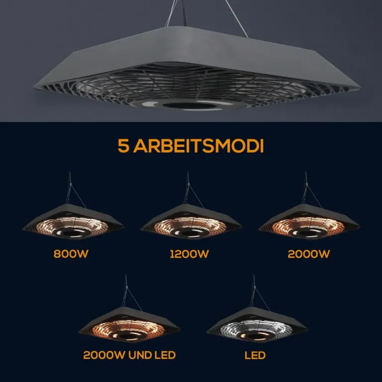 Elektrisk Infravärmare 2000 W med Fjärrkontroll 3